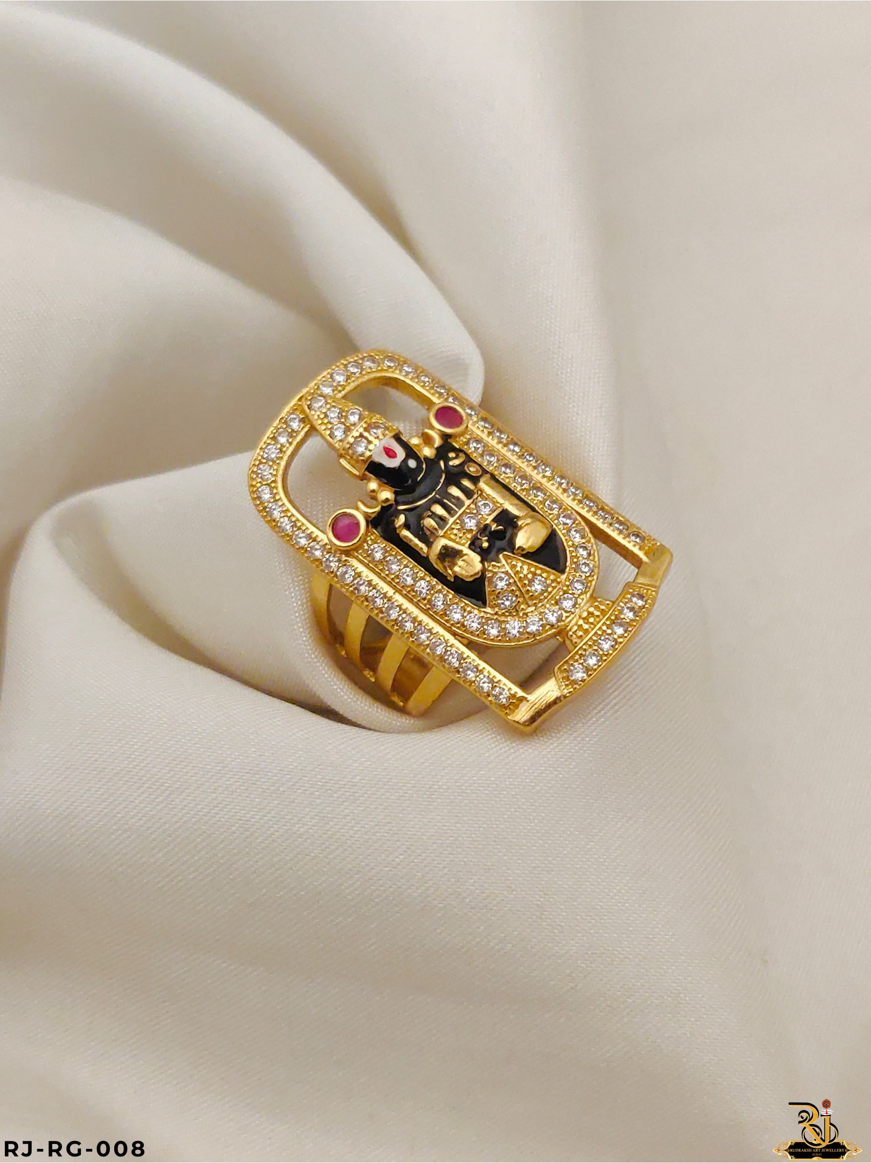 Exclusive Tirupati Balaji Logo Design with Diamond Ring for Men RG-008