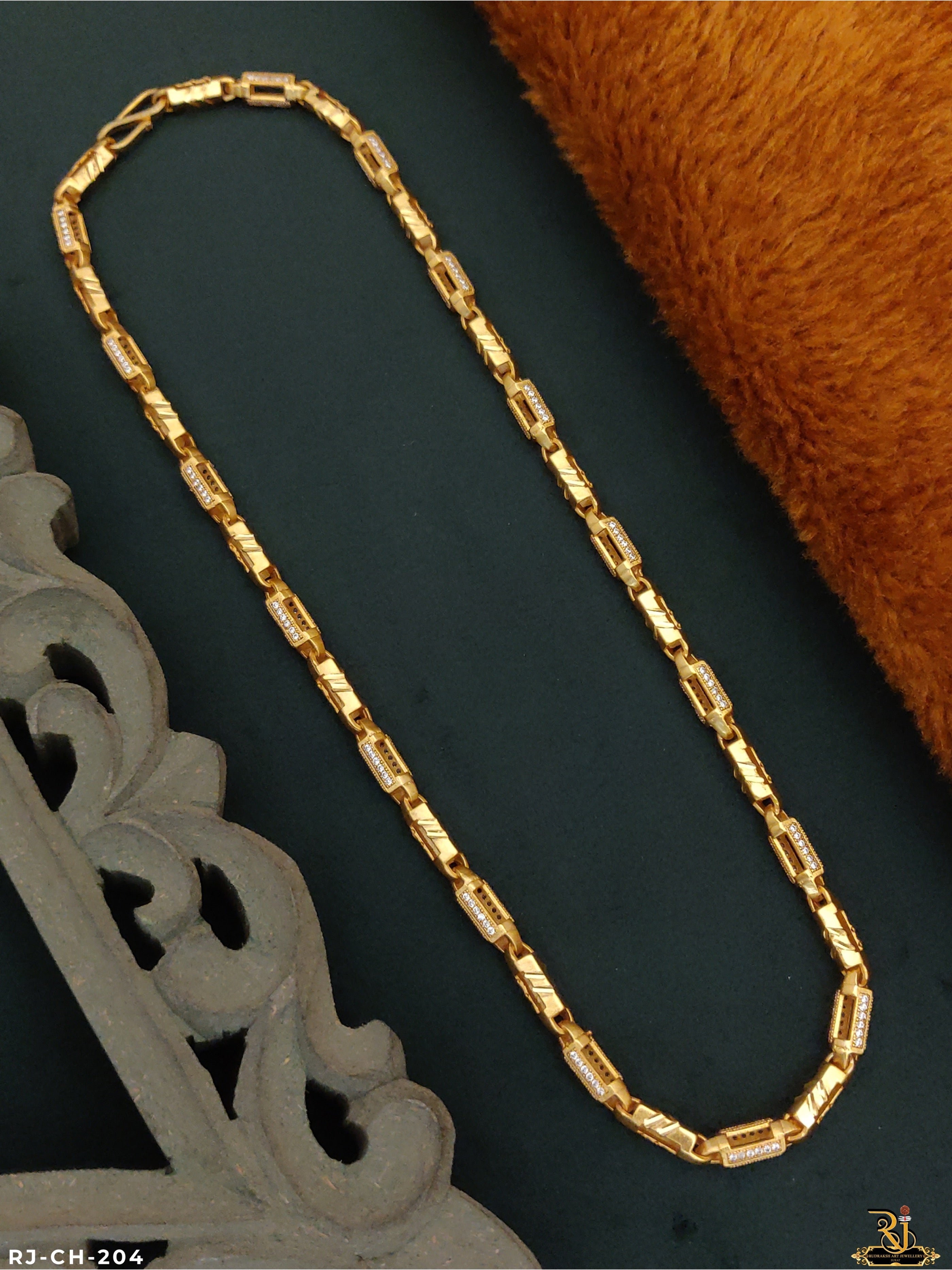 Exclusive Design Gold Pleted Men's Fashion Diamond Chain CH-204