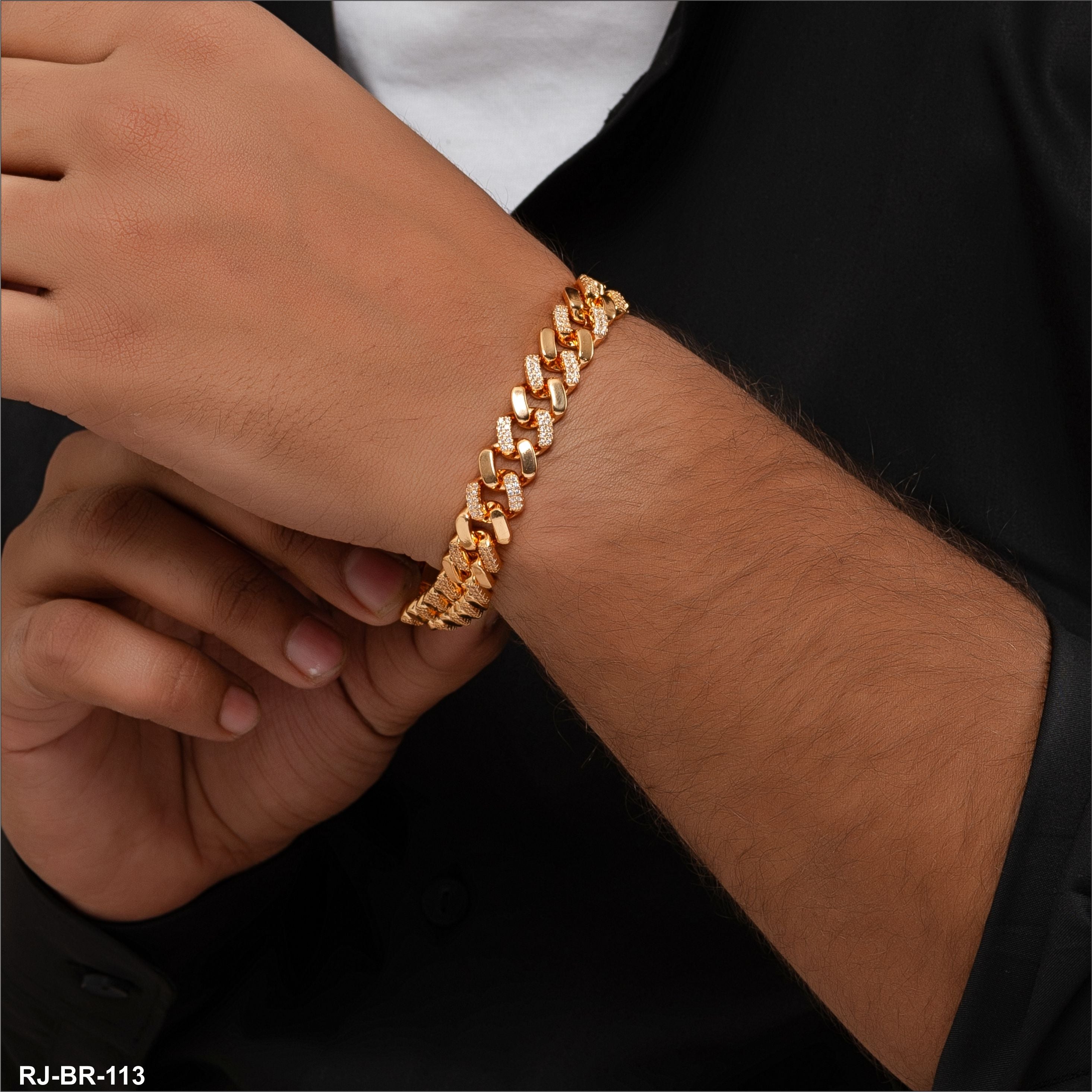 superior Design Rose Gold Cuban Bracelets RJ-BR-113 – Rudraksh Art