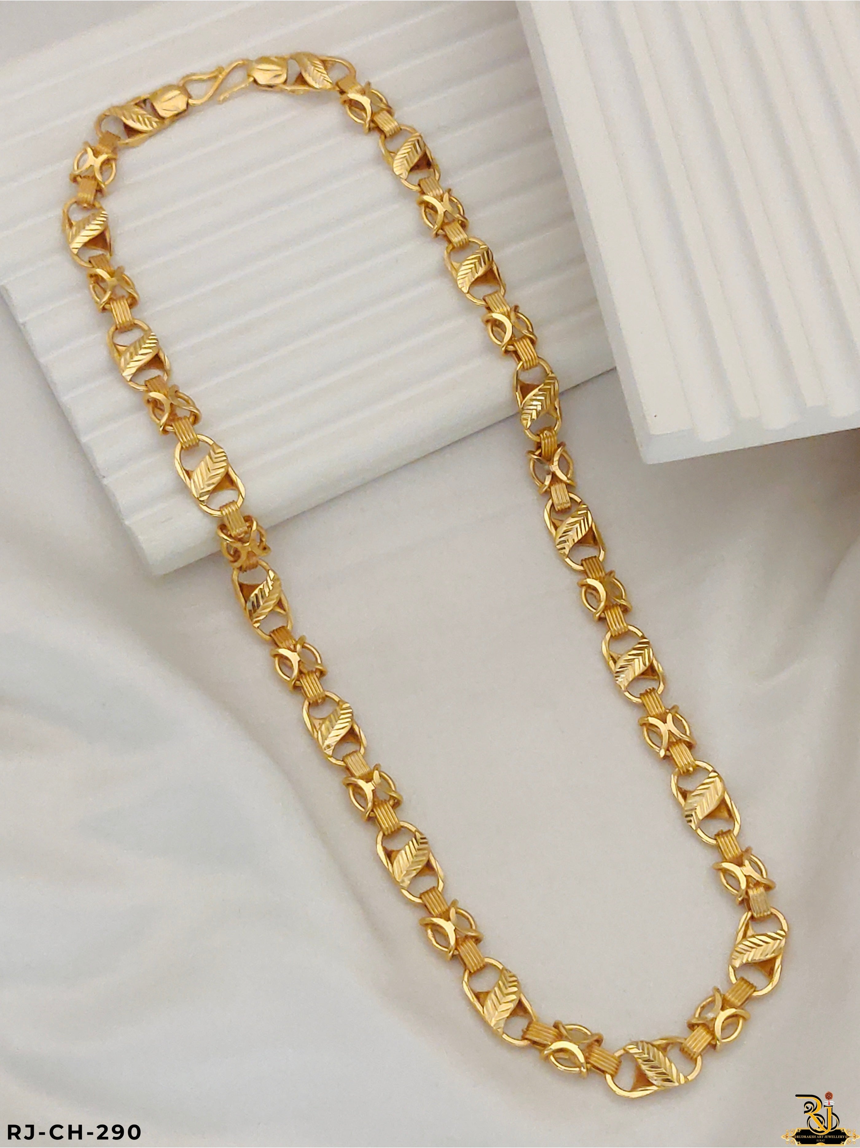 Glamorous Leaf Design Gold Plated Chains For Men's-CH-290