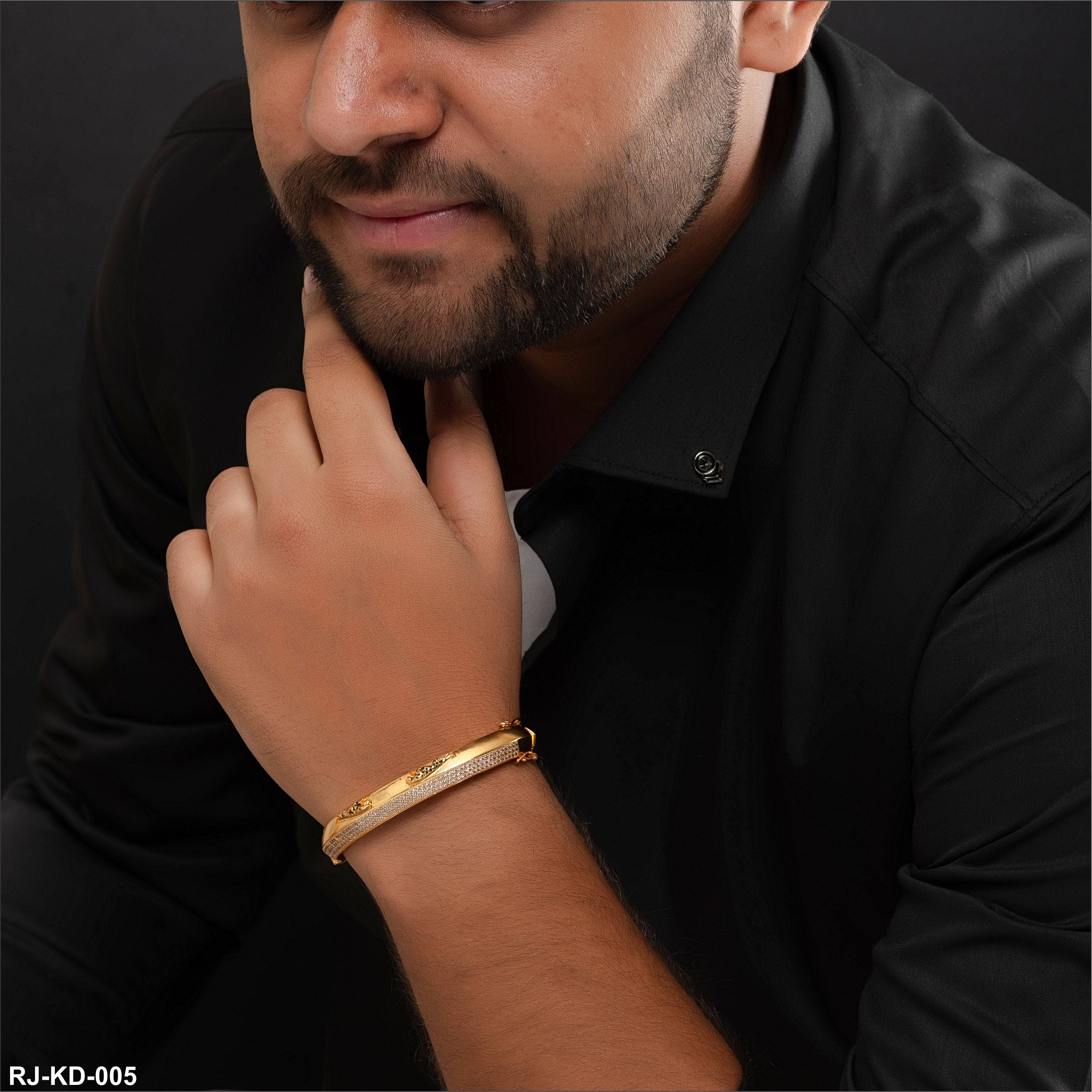 Kada Jaguar Gold Bracelet Superior Design Diamond Micron Gold