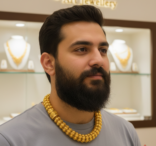 High Quality Flower Design Pipe Rassa Gold Plated Chain For Men's-CH-382