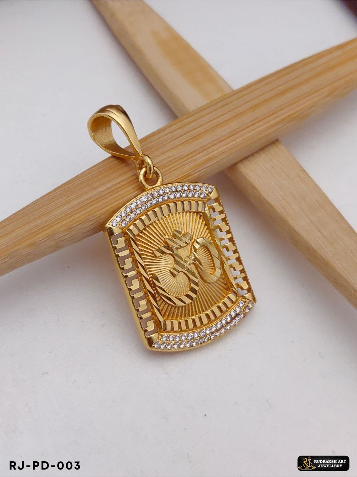 Superior Diamond Om Pendant for Men PD-003 โ Rudraksh Art Jewellery
