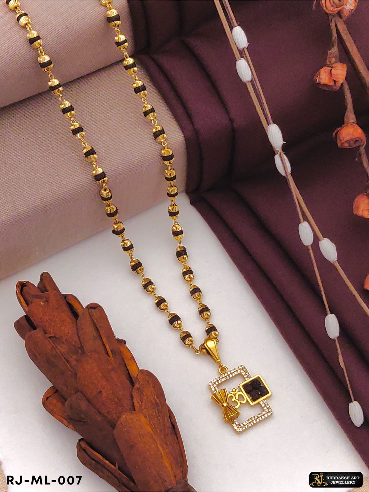 Rudraksha Damru Mangalsutra Designs Rudraksh Mala With OM Damaru