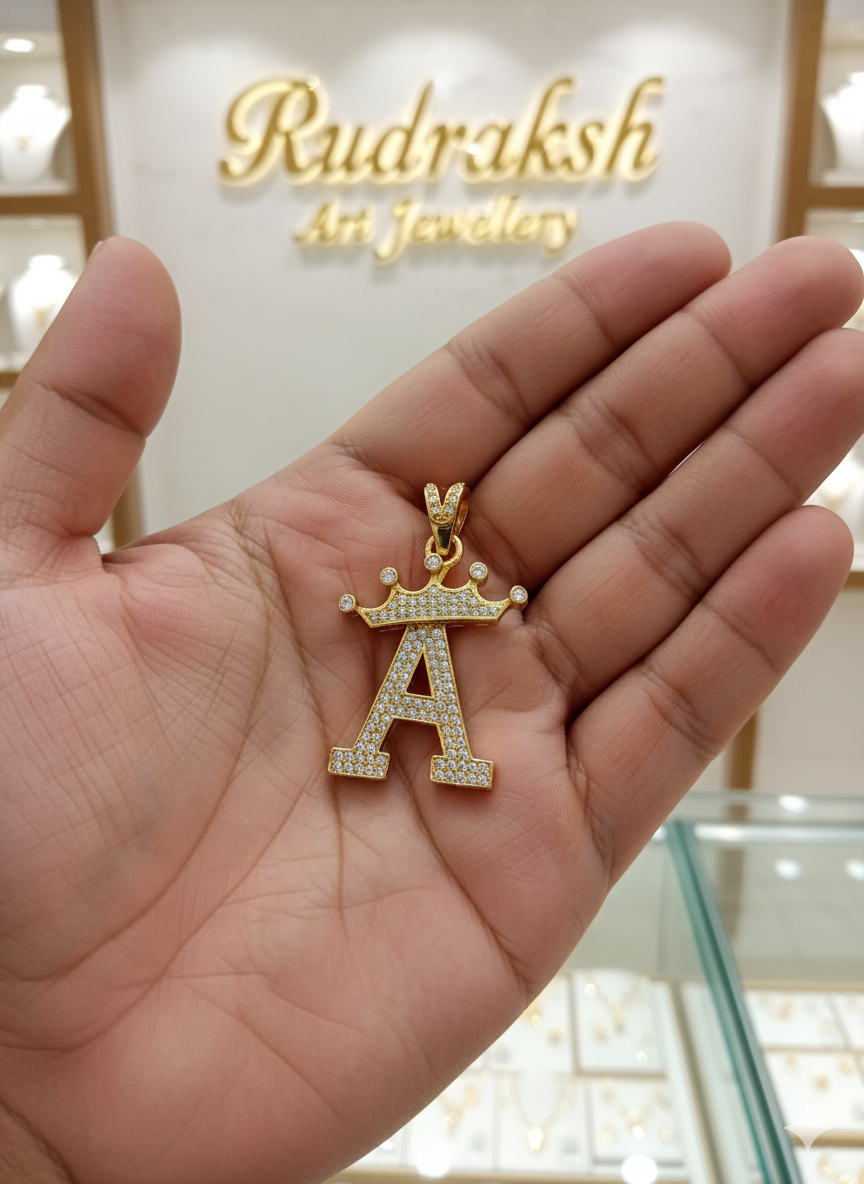 Superior King Crown with A Letter Diamond Pendant for Men PD -061
