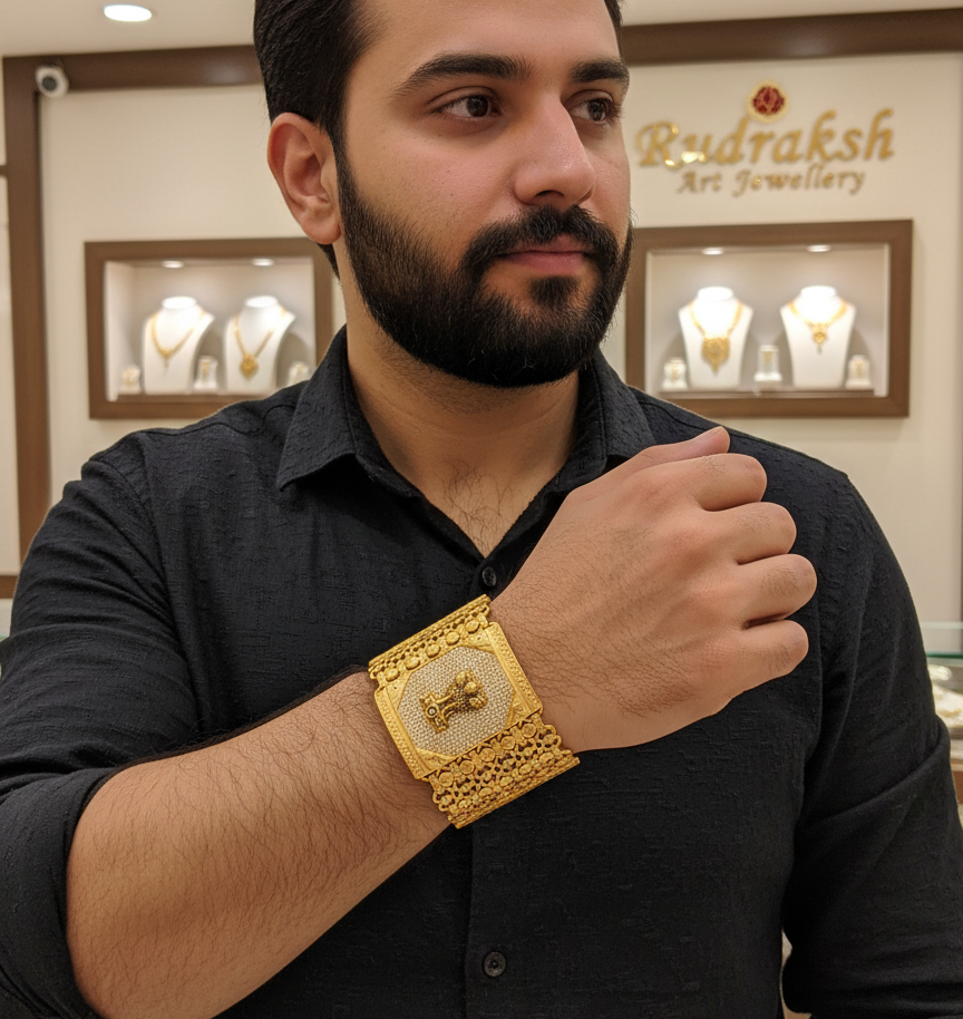 High Quality Ashok Stambh Design Diamond Bracelet for Men BR-081