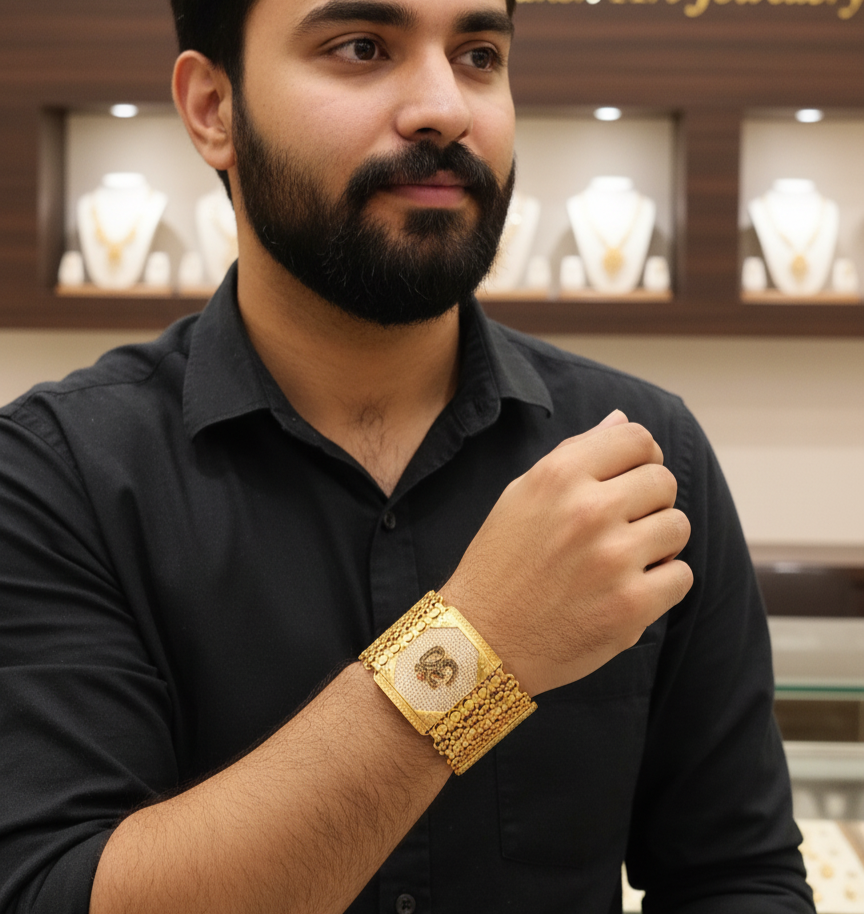High Quality Om Design Diamond Bracelet for Men-2 BR-082