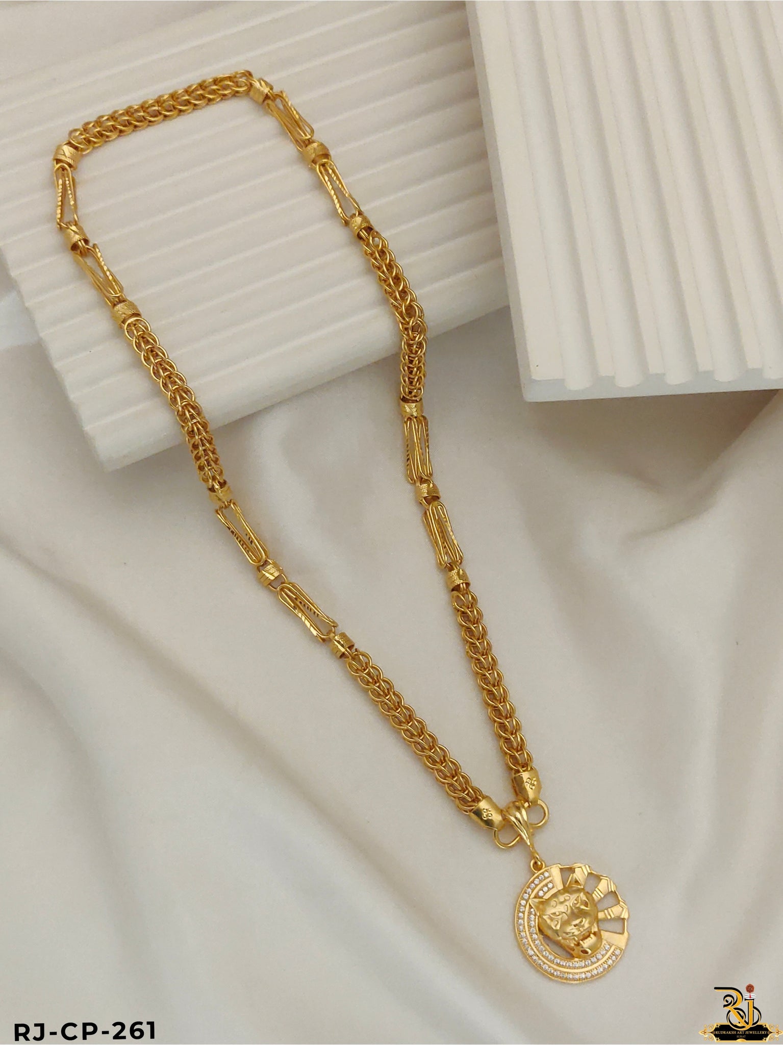 Roaring Tiger Face Pendant With Kadi Chain for men's-CP-261