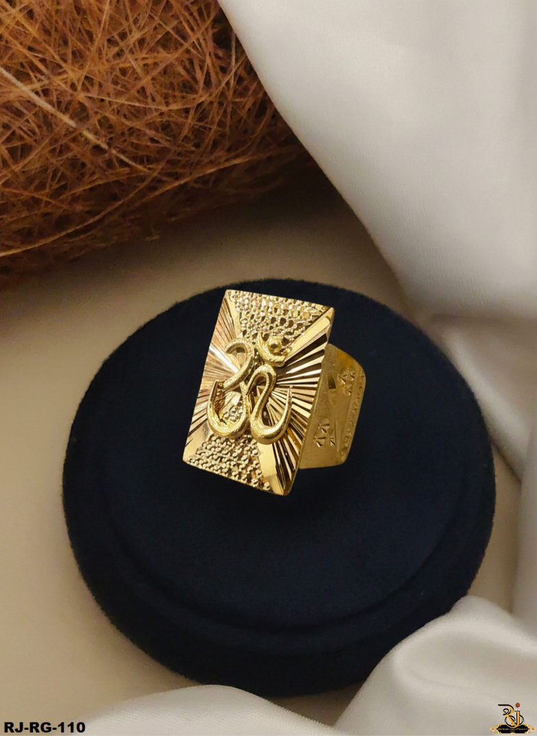 Religious Om Logo Design Gold Plated For Men's-RG-110