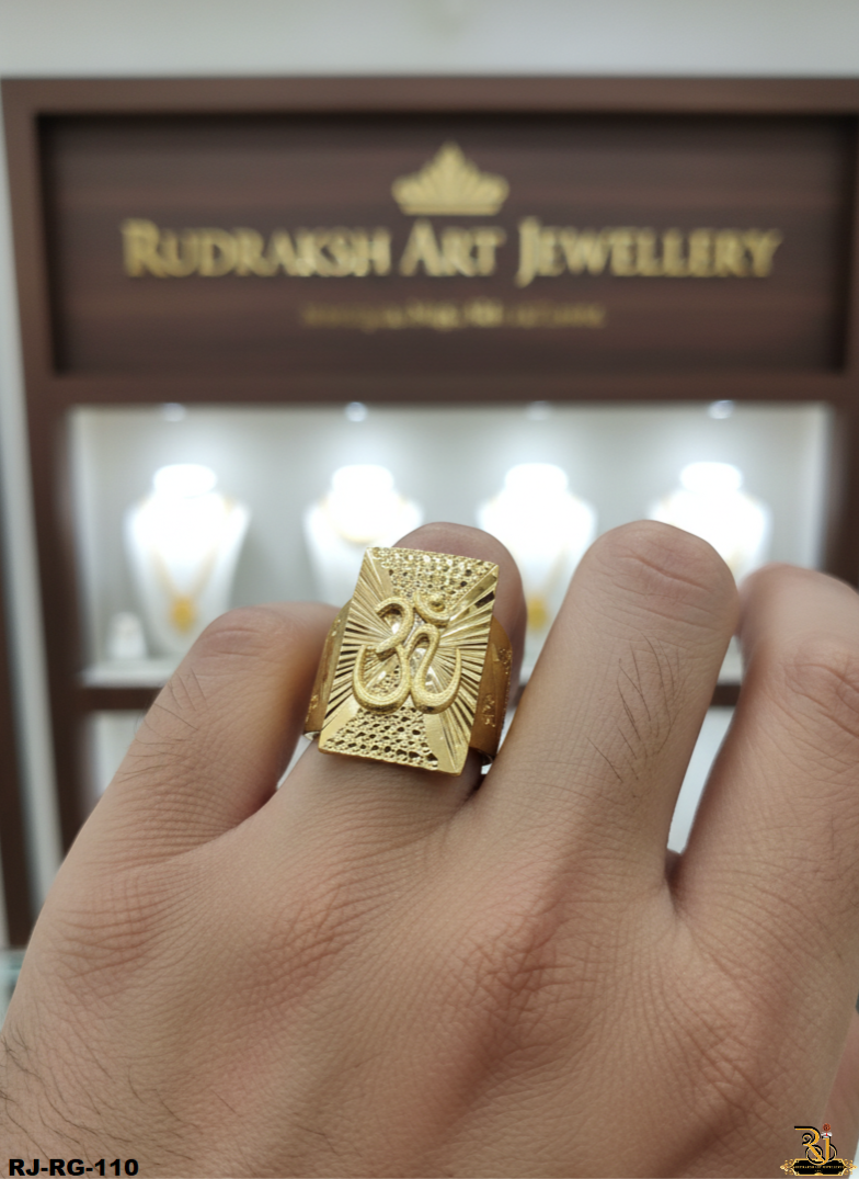 Religious Om Logo Design Gold Plated For Men's-RG-110