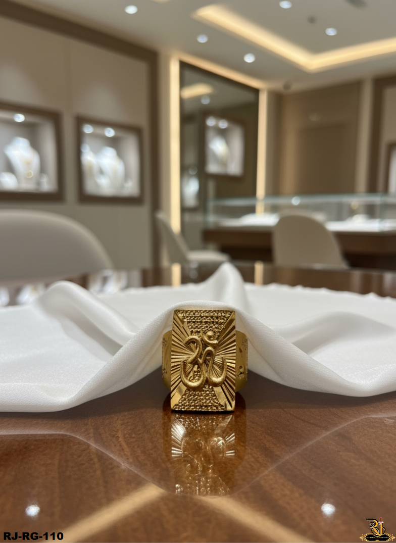 Religious Om Logo Design Gold Plated For Men's-RG-110