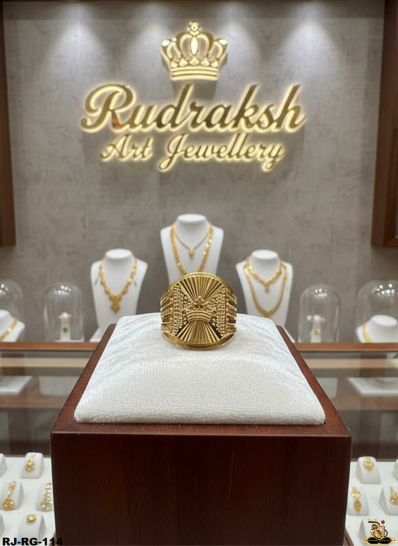 Royal Crown Design Gold Plated Ring For Men's-RG-114