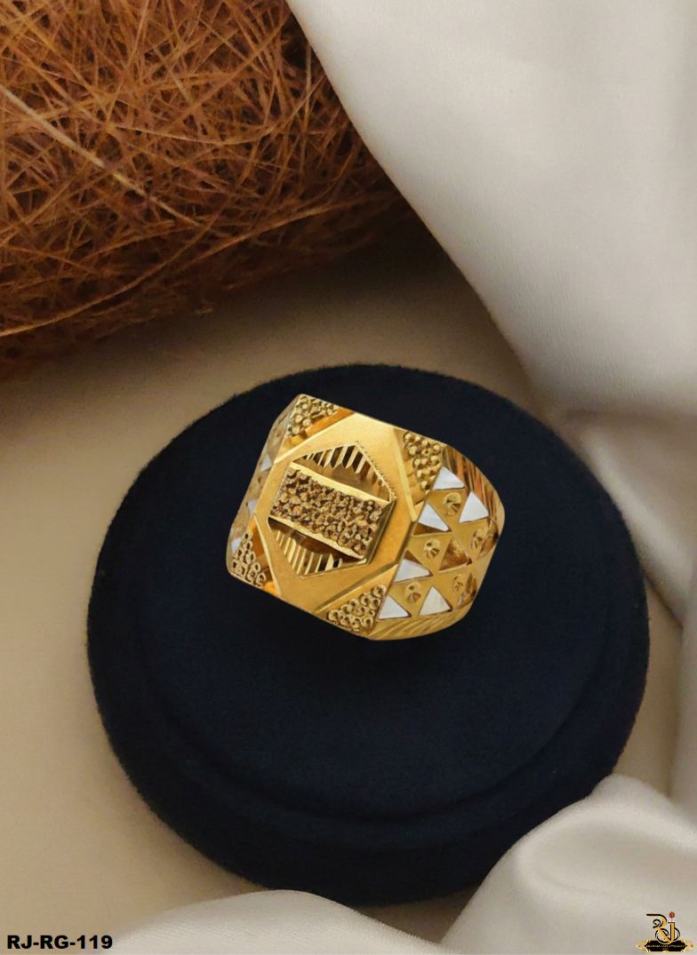 Regal Grace Rajwadi Gold Plated Ring For Men's-RG-119