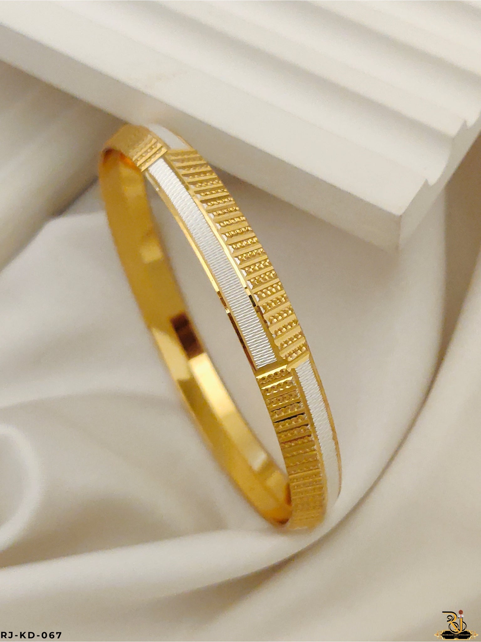 Elegant Line Design Dual Tone CNC Kada For Men's-KD-067