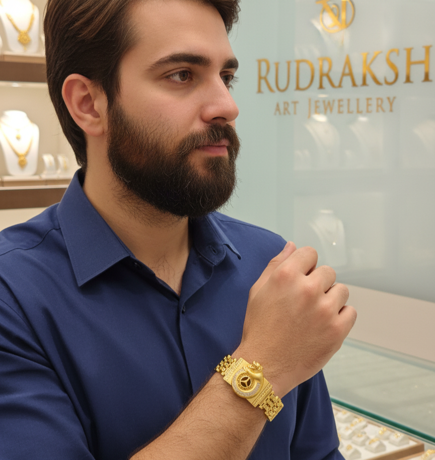Magnificant And Attractive Mercedes Logo with Tiger Design Bracelet for Men's-BR-203