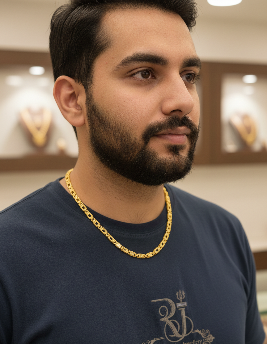 Exclusive Design Gold Pleted Men’s Fashion Diamond Chain CH-204
