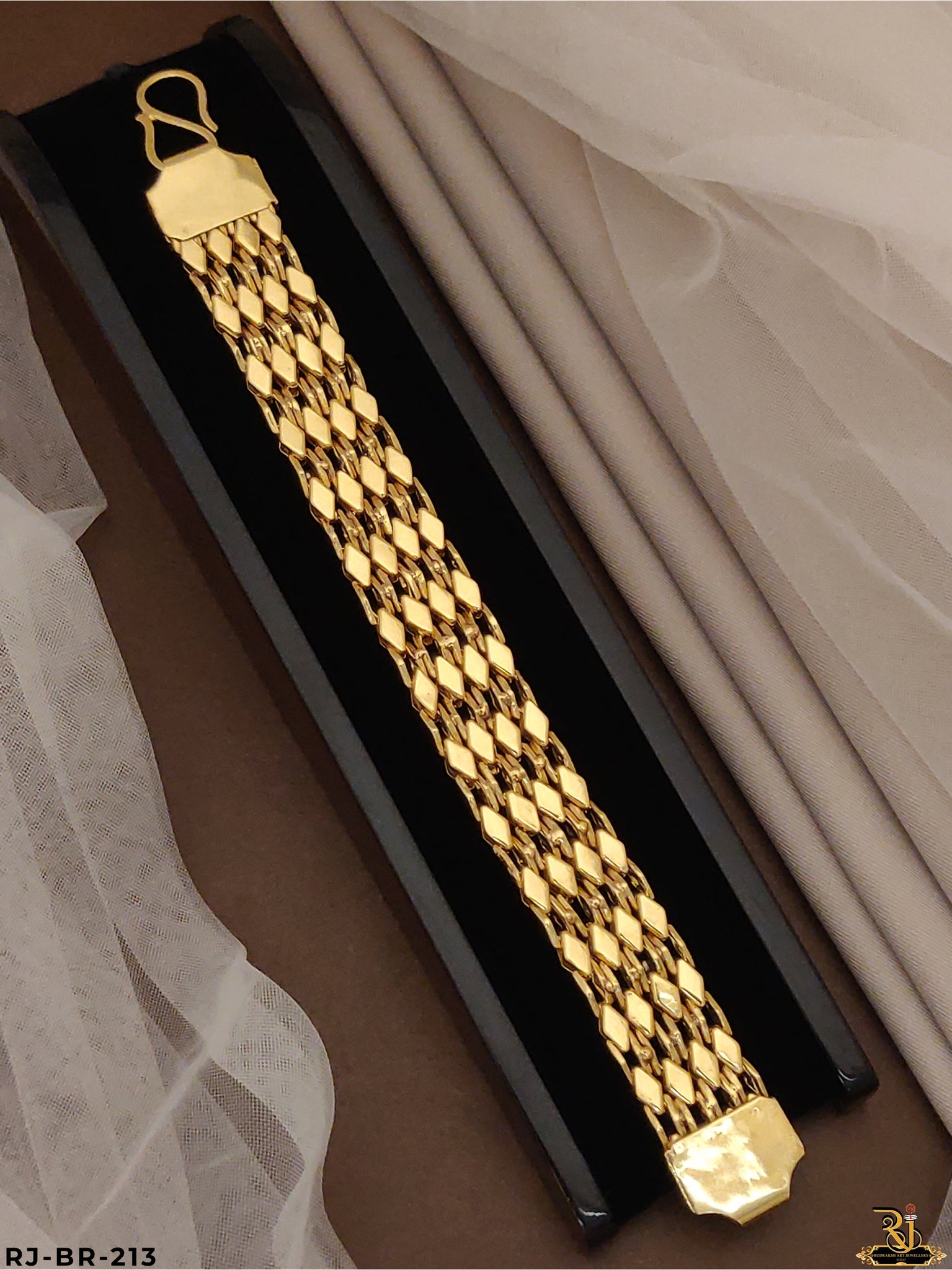 4 Line Gold Pleted Design Men’s Bracelet BR-213