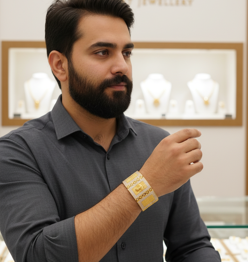 Sacred Sparkle Sai Baba's Gold-Plated Bracelets for men's-BR-253