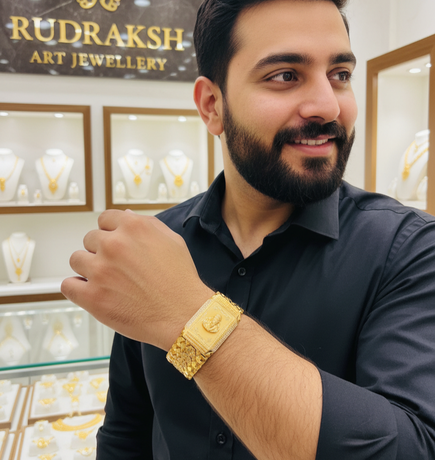 Divinity on Your Wrist Gold-Plated Sai Baba logo Bracelet for men's-BR-255