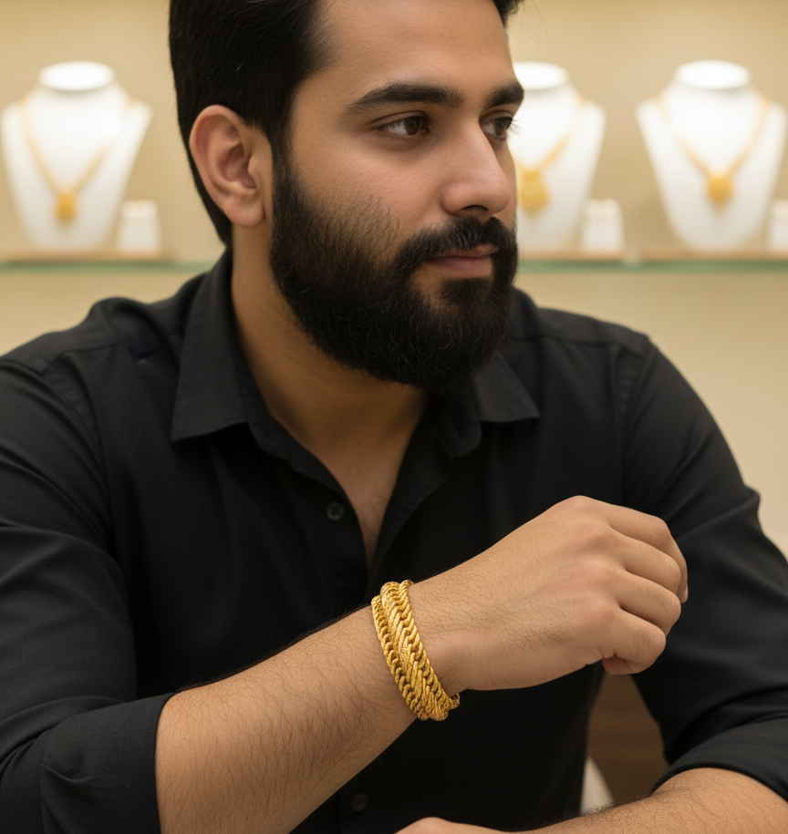 Superior and Elegant 8 thada Gold Plated bracelet for men's-BR-258