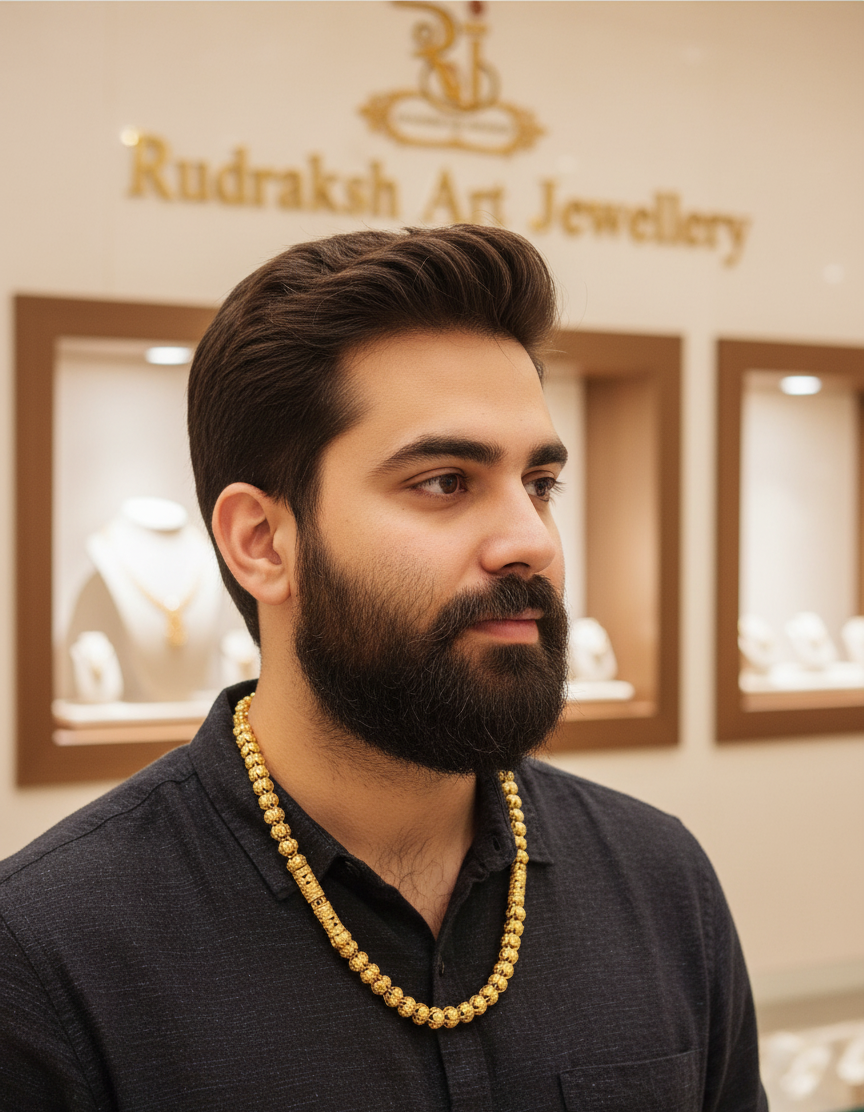 Bold & Brilliant Gold-Plated Flower Design Chain for Every For men's-CH-269