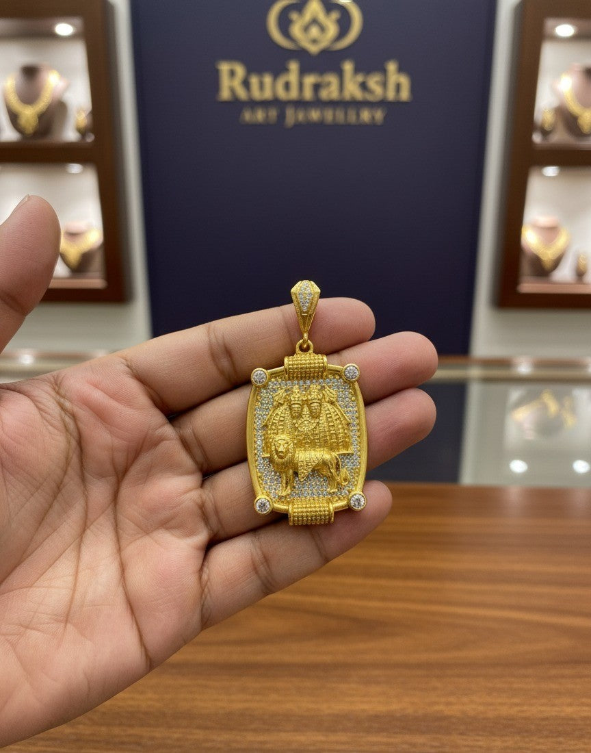 Spiritual Blessing Diamond Chamunda Maa Pendant For Men's-PD-270