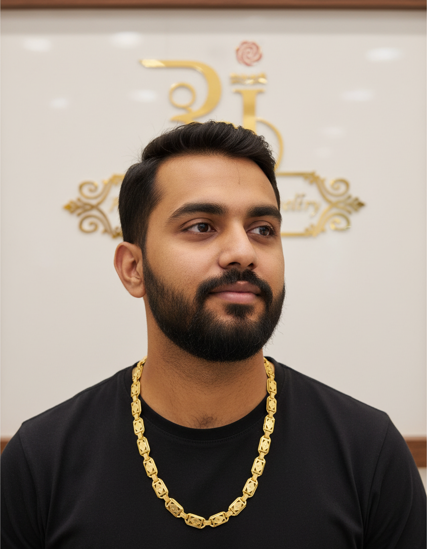 Fascinating King's Drip Gold Plated Biscuit Design Chain for men-CH-275