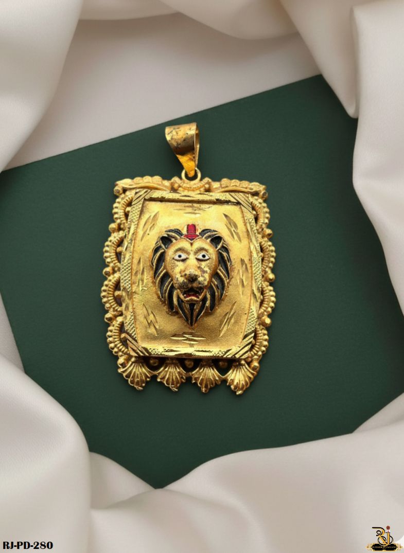 Royal Looking Rajwadi Mina Lion Face Pendant-PD-280