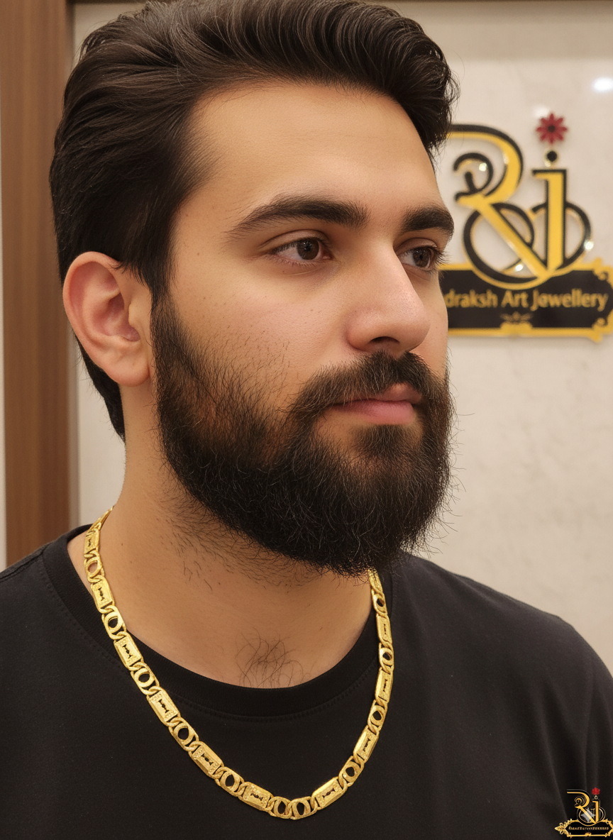 The Royal and mesmerizing Biscuit Design Gold Plated chain for men's-CH-282
