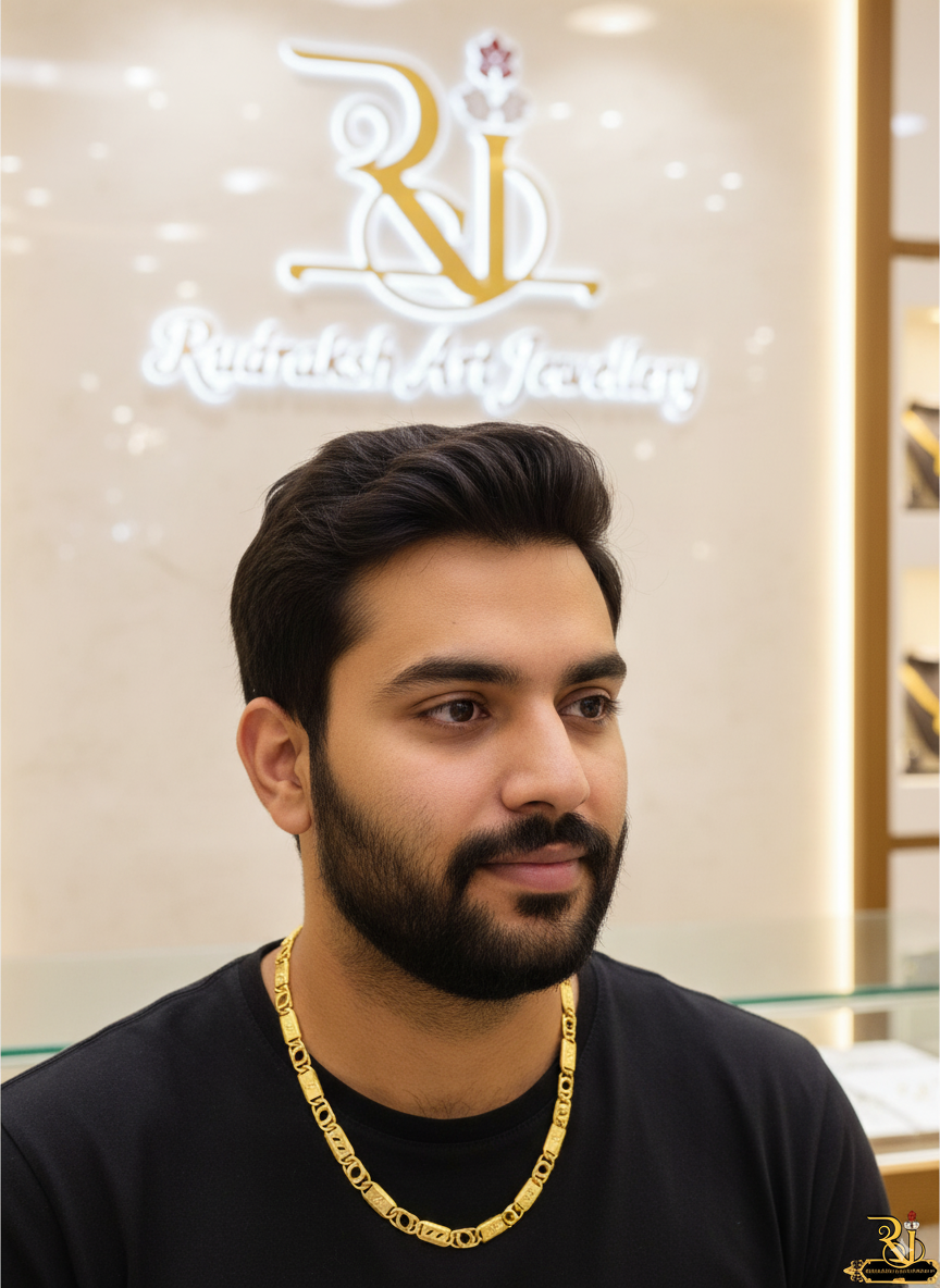 Layered Luxury Gold-Plated Chain with Biscuit Design for Men's-CH-283