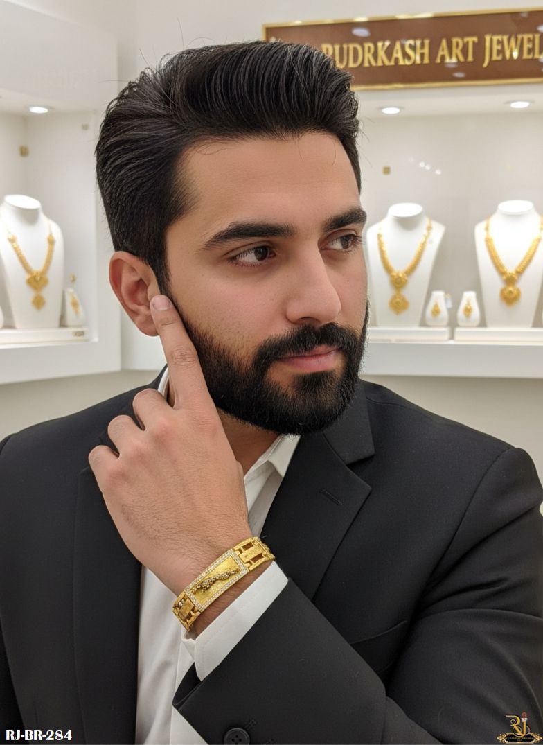Mesmerizing Diamond Jaguar Logo Bracelet For Men's-BR-284