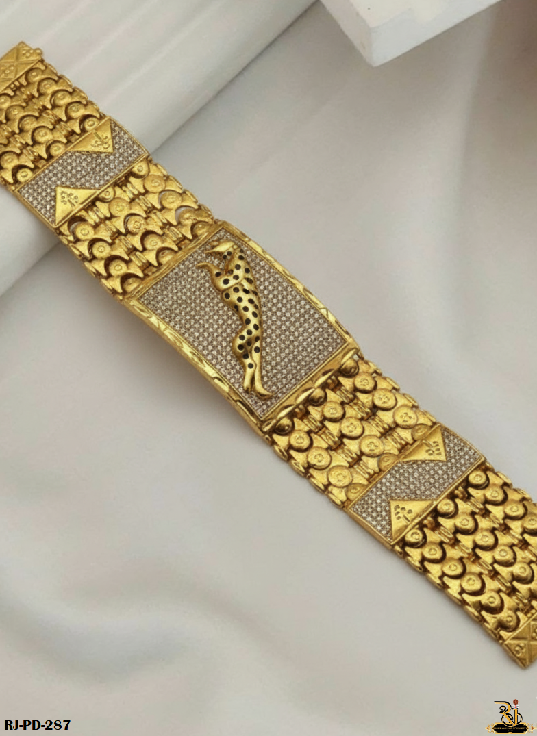 Glaming Diamond Design Jaguar Logo Bracelet For Men's-BR-287