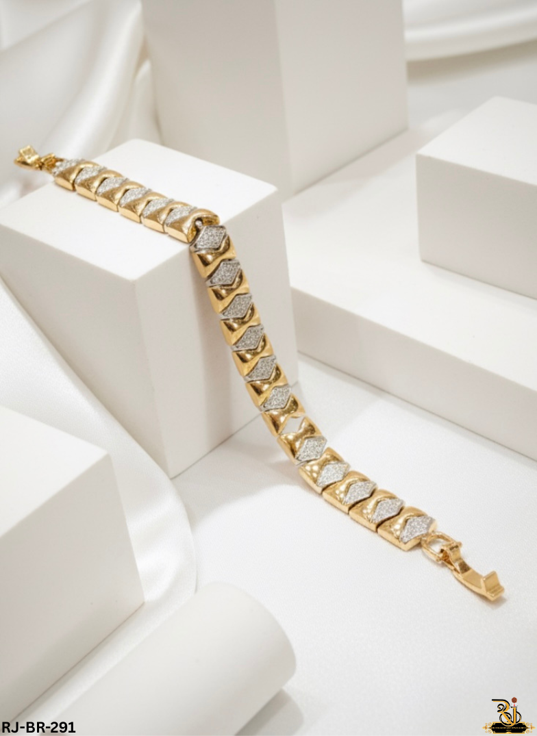 The Chevron Diamond Gold Plated Bracelet For Men's-BR-291