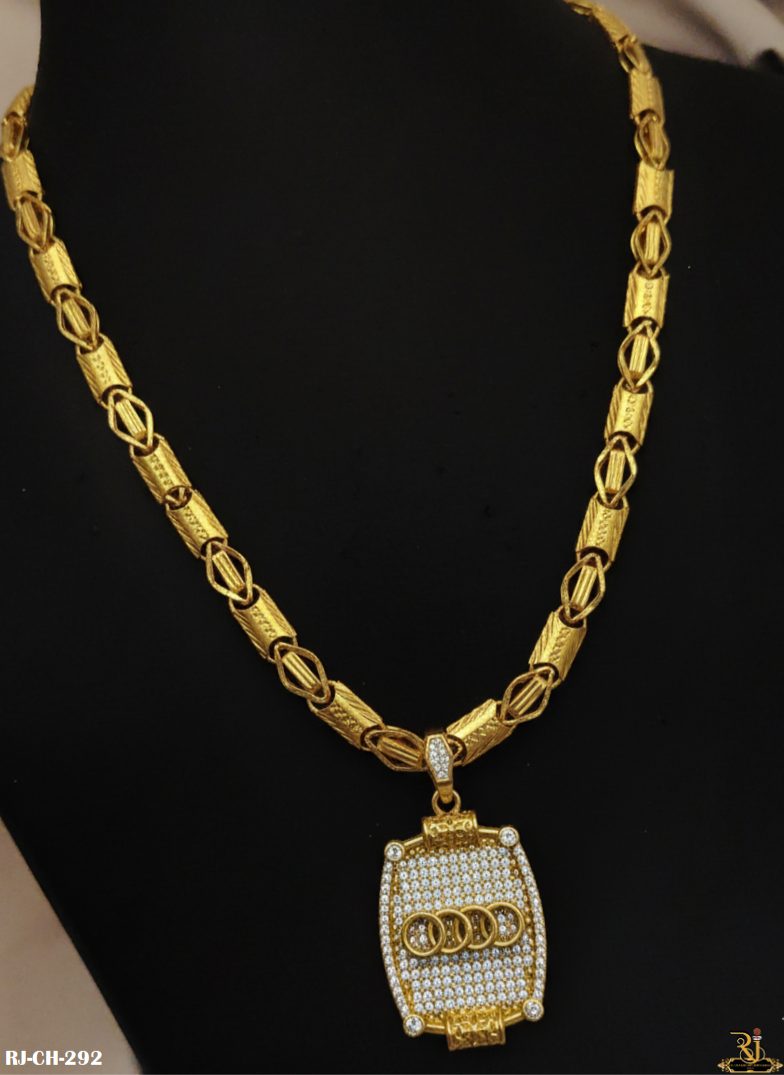 Elegant Koyli Bridge Chain with Diamond Audi Logo Pendant For Men's-CP-292