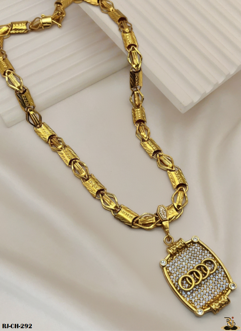 Elegant Koyli Bridge Chain with Diamond Audi Logo Pendant For Men's-CP-292