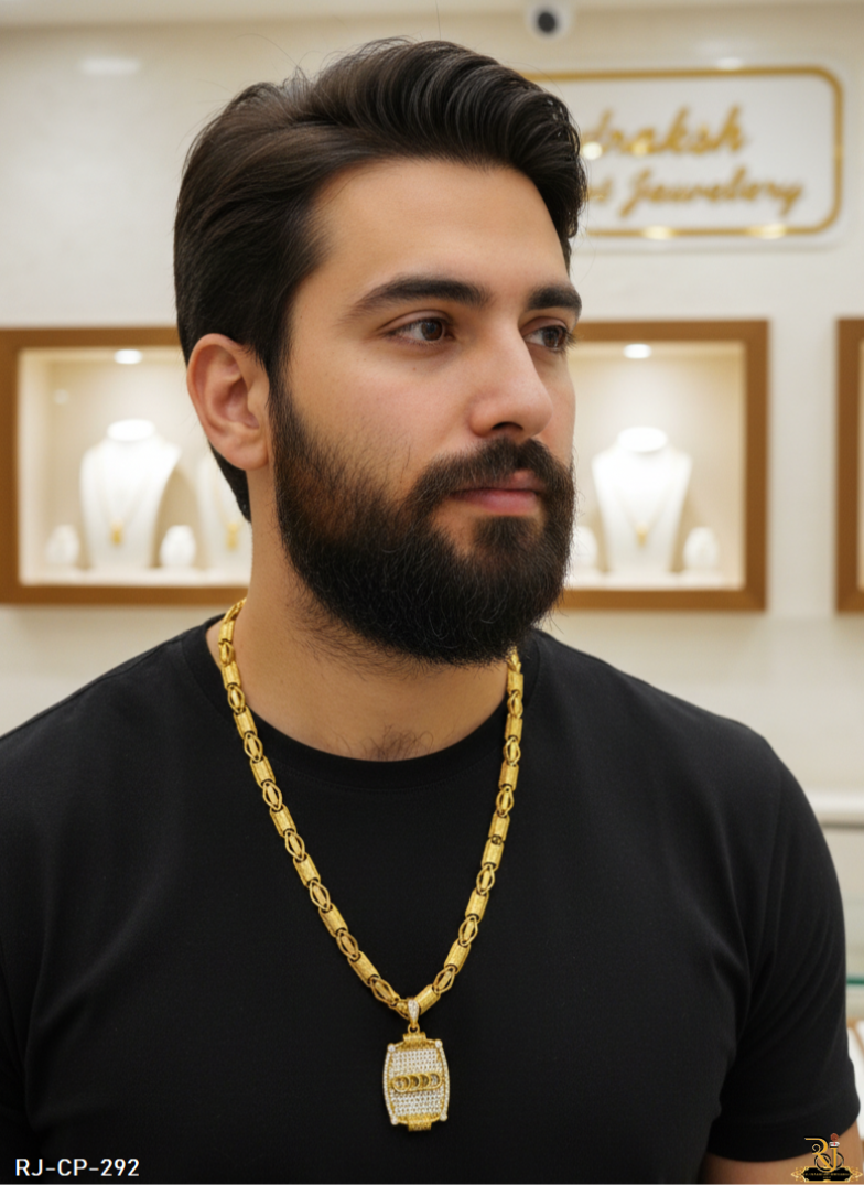 Elegant Koyli Bridge Chain with Diamond Audi Logo Pendant For Men's-CP-292