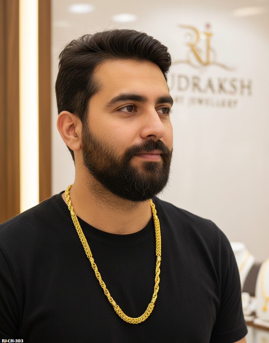 Absolute Glowing Rassa Kadi Gold Plated Chain For Men's-CH-303