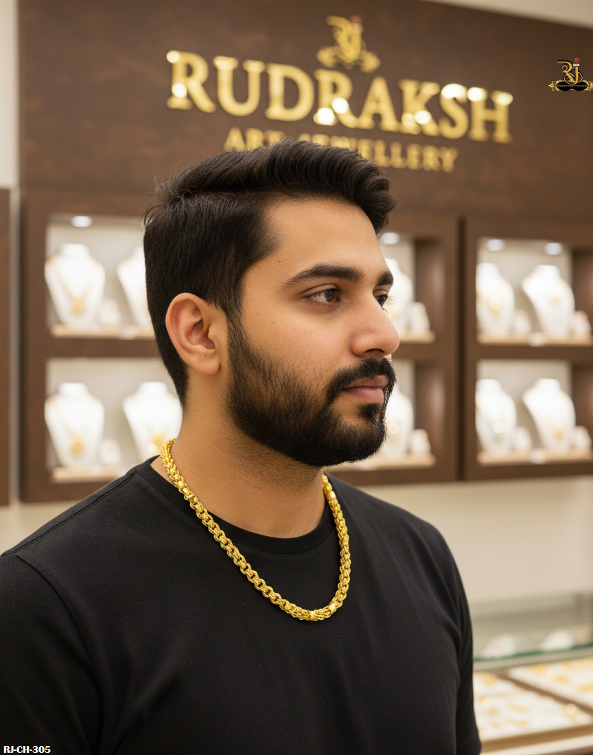 Superior Quality Kadi Dual Design Gold Plated Chain For Men's-CH-305