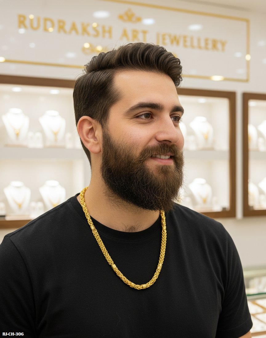 Mesmerizing Kadi Design Gold Plated Chain For Men's-CH-306