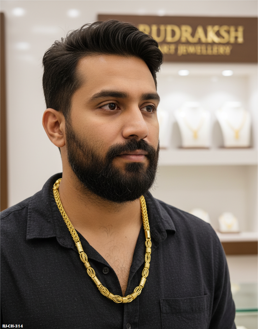 Exclusive and Attractive Gold Plated Kadi Design Chain For Men's-CH-314