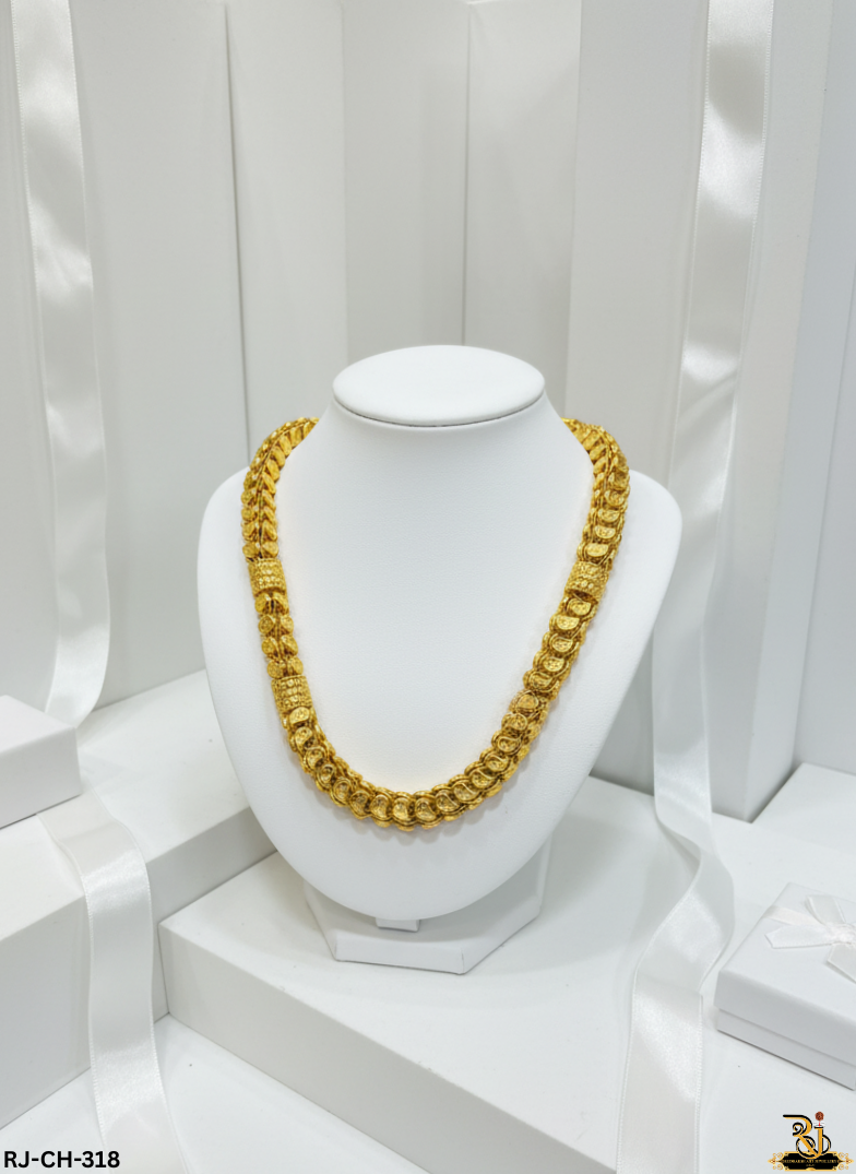Traditional Flower DesignWork Gold Plated Chain For Men's-CH-318