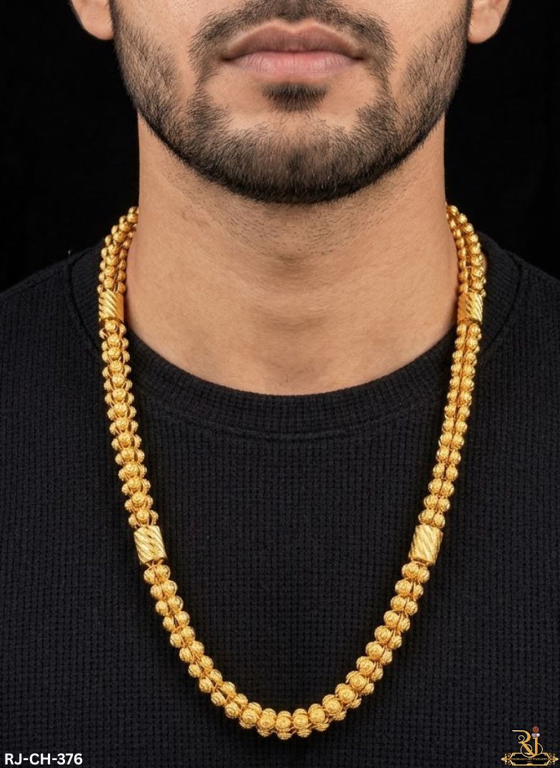 Elite Shine Round Design Pipe Pattern Gold Plated Chain for Men-CH-376 ...