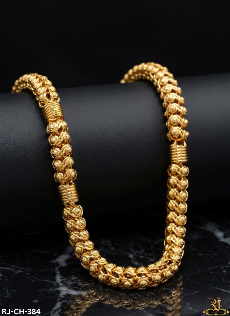 Vintage Shine Heart Design With Spiral Pipe Gold Plated Chain For Men ...