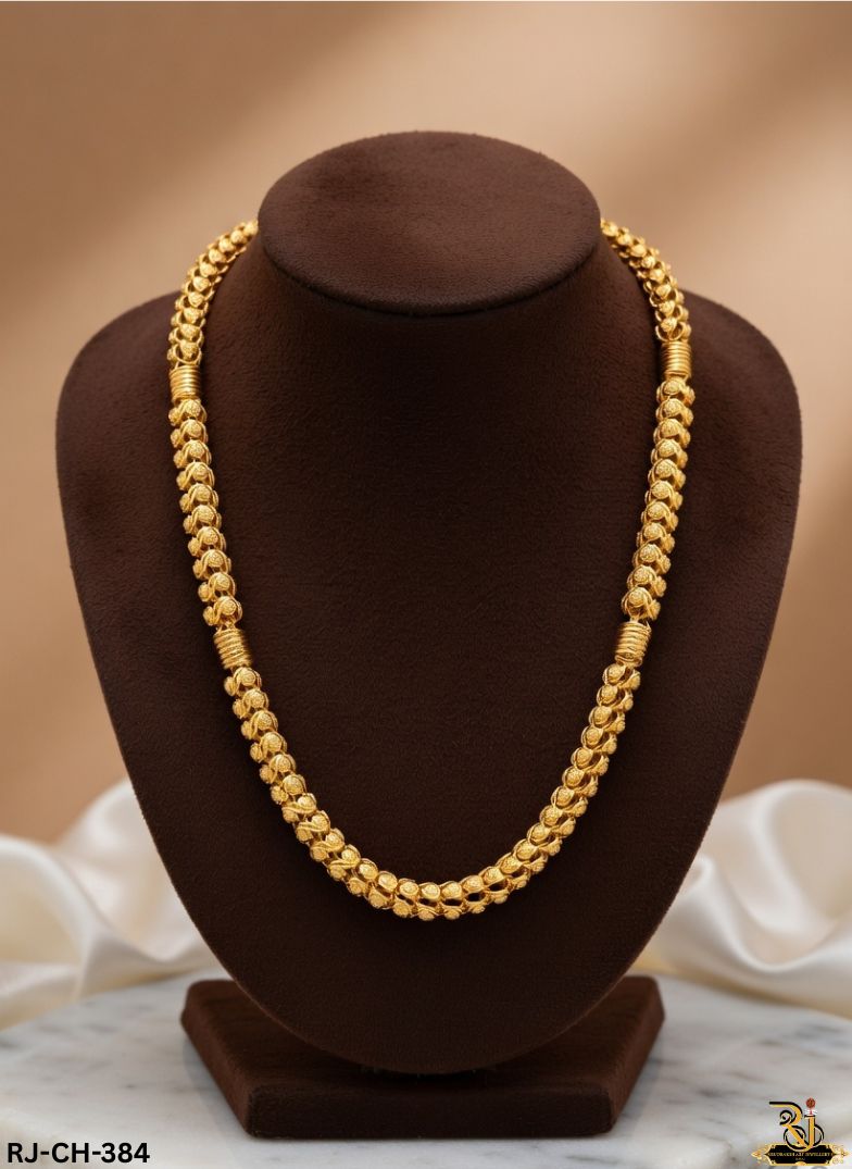 Vintage Shine Heart Design With Spiral Pipe Gold Plated Chain For Men ...
