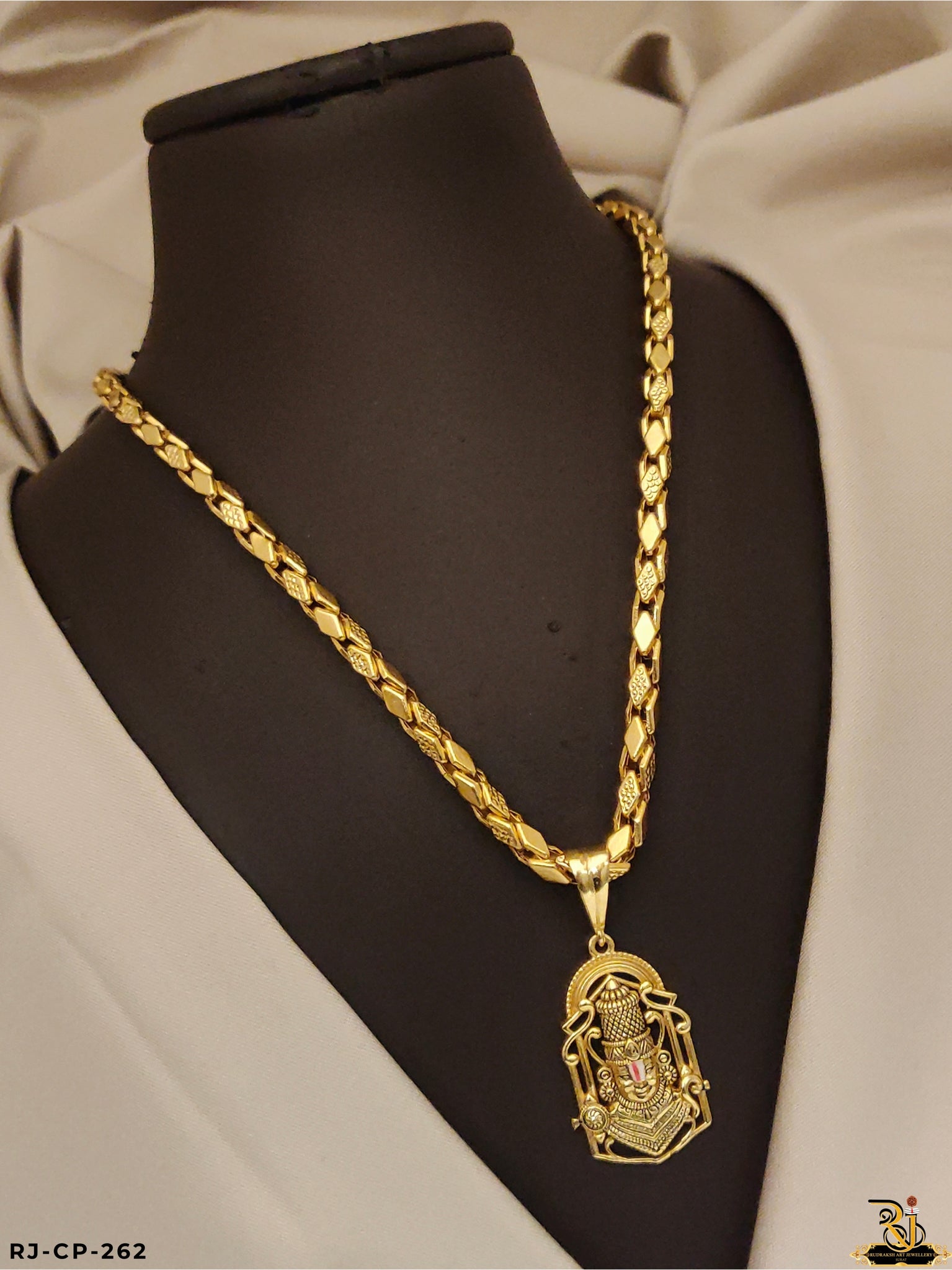 Ritualistic Tirupati Balaji Pendant with Kajukatri Design Chain for Men's-CP-262