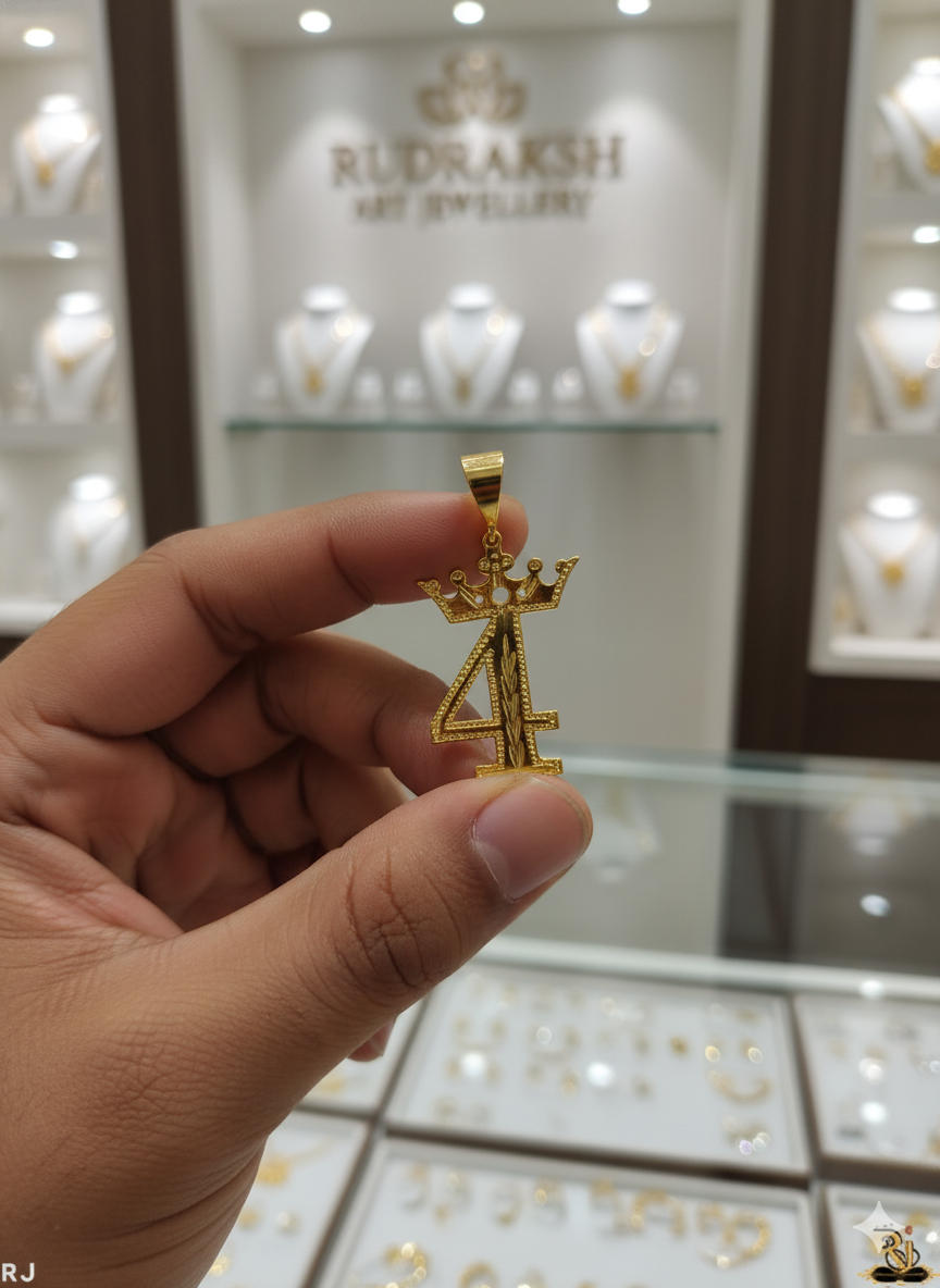 4 Number Logo Desing Gold Pleted Men’s Fashion Pendant PD-180