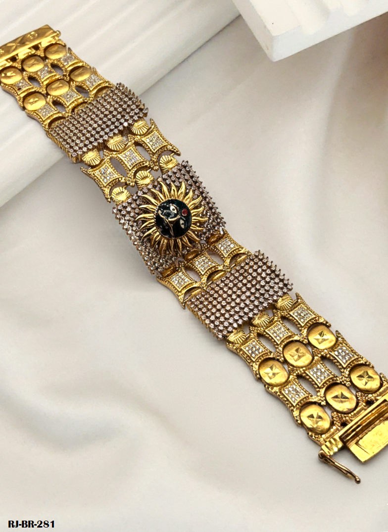 Authentic Glam Diamond Sunface Bracelet For Men's-BR-281