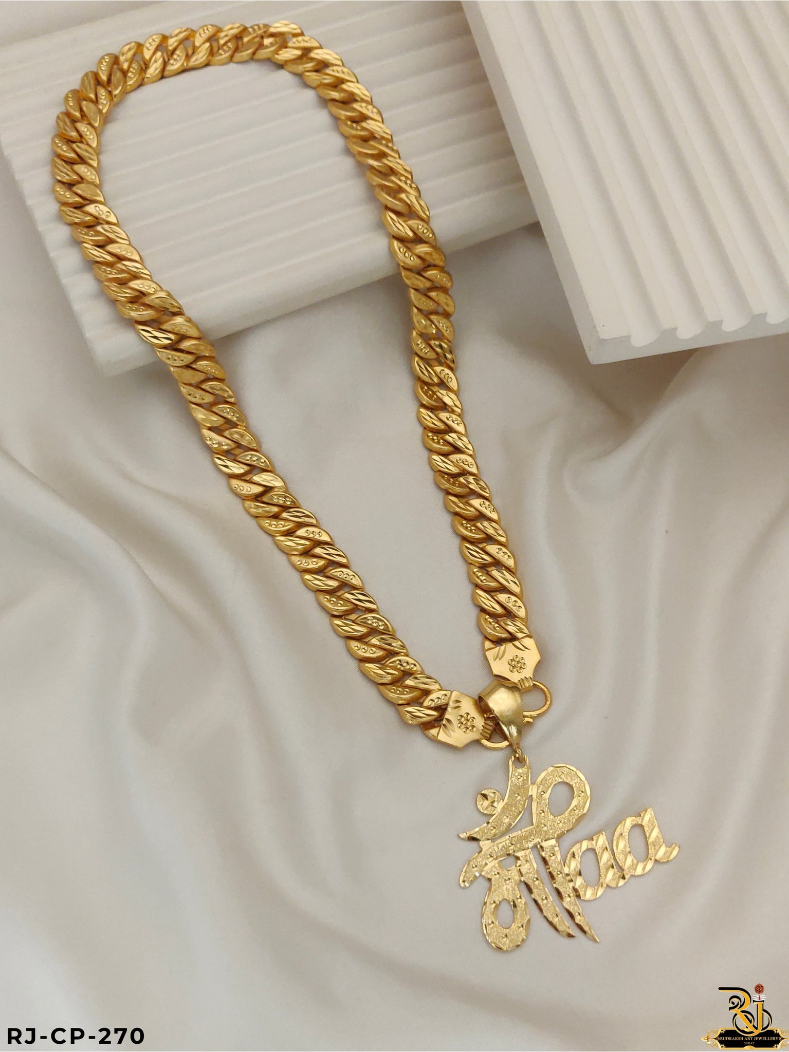 Attractive Micro Gold Maa Pendant With Pokal Chain for men's-CP-270