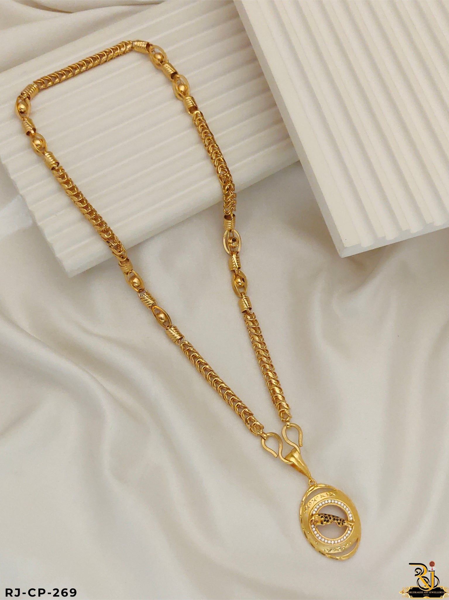 Elegant Diamond Jaguar Pendant With Kadi Chain for men's-CP-269
