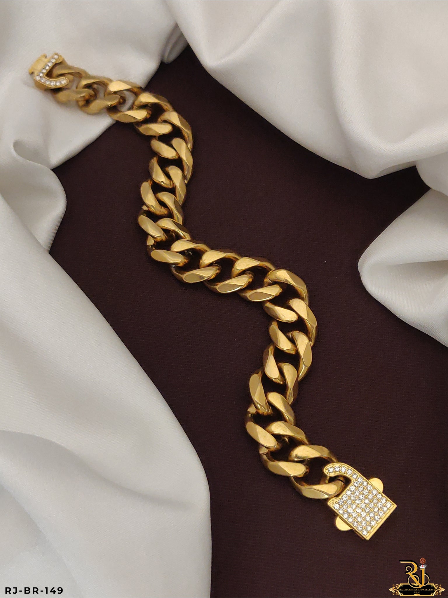 Exclusive Design high Gold finish Impoted Men’s Cuban Design Golden Havy Looking Bracelet BR-149